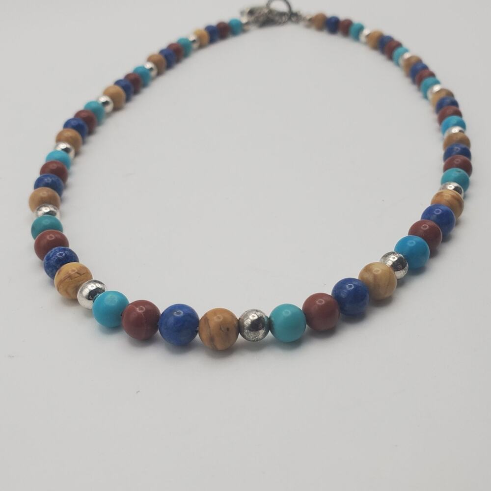 Carolyn Pollack Relios Sterling 925 Silver Multi Gemstone Bead Necklace 16 in. - Picture 2 of 7